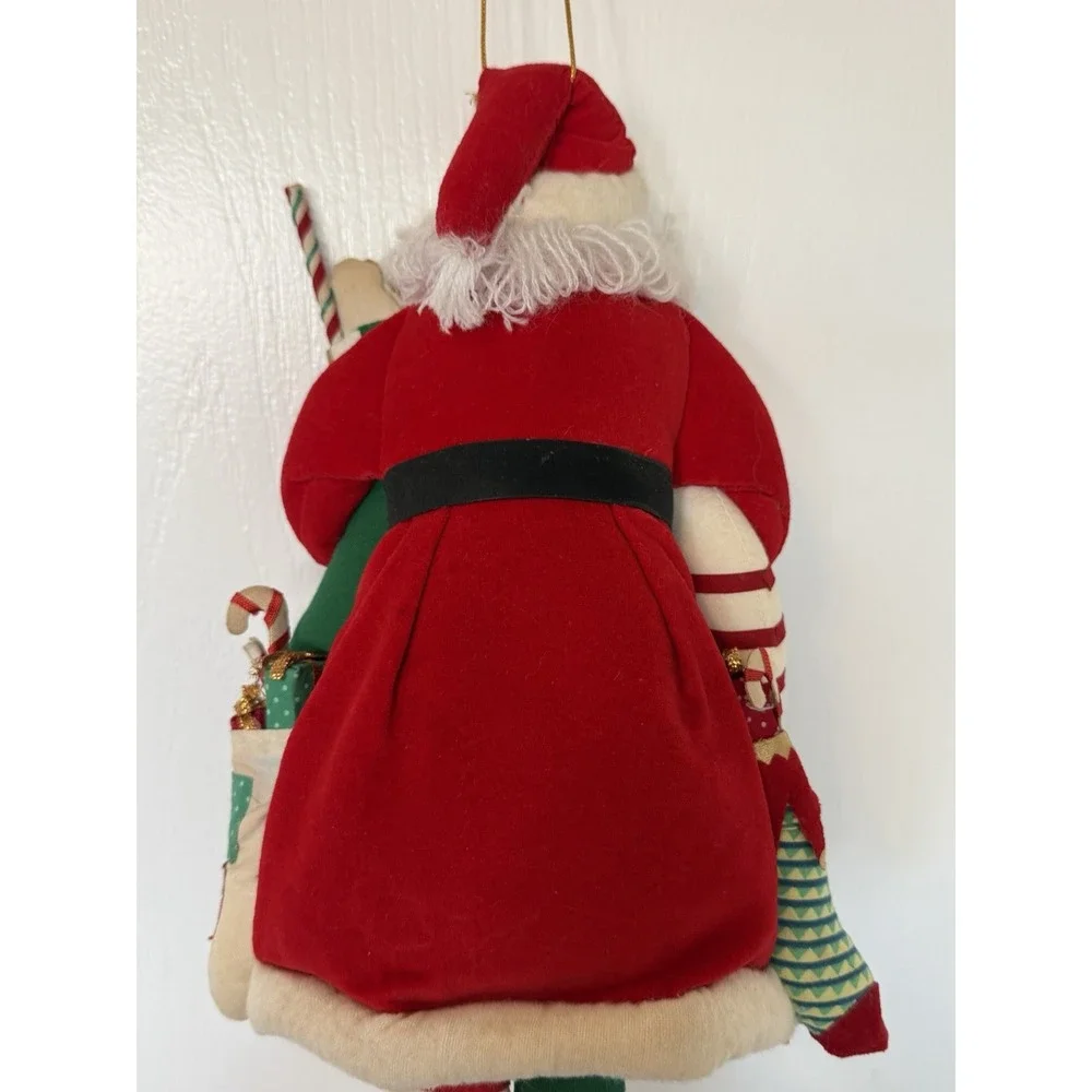 Vtg Santa Holding Armful Of Stockings Large Hanging Ornament‎